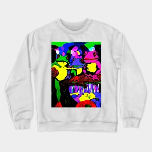 Frog Family and a Rainbow Waterfall Crewneck Sweatshirt